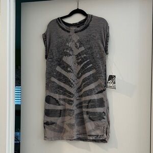 Mini YOUNG FABULOUS & BROKE SKELETON T-Shirt Dress SOFT Halloween/concert NWT